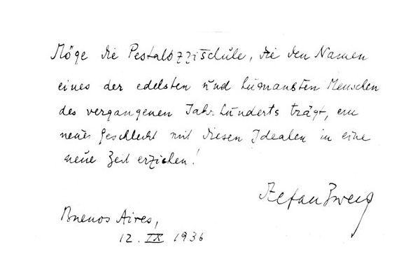 Gratulationsschreiben Stefan Zweig